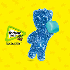 Trident Vibes Sour Patch Kids Sugar Free Gum, Blue Raspberry, Regular Size, 40 Piece Bottle