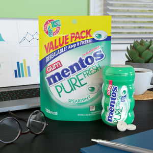 Mentos Pure  Sugar-Free Gum with Xylitol, Spearmint, Nut Free, 120 Regular Size Pieces
