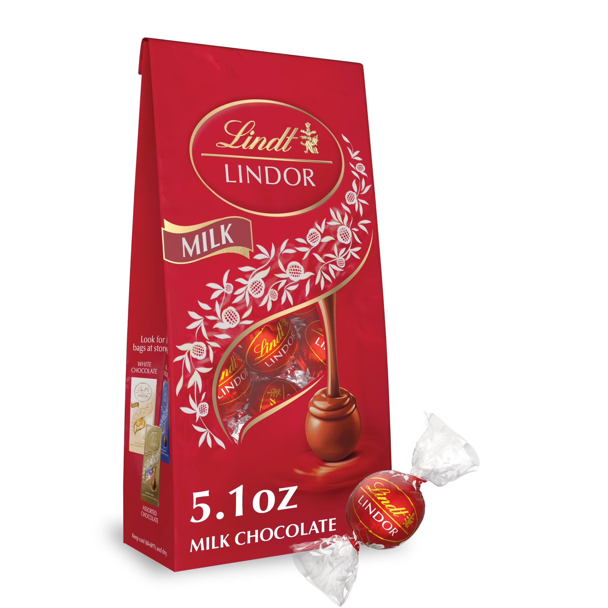 Lindt Lindor Milk Chocolate Candy Truffles, 5.1 Oz, Bag