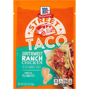 Mccormick Street Taco Southwest Ranch Chicken Seasoning Mix, 0.87 Oz Envelope