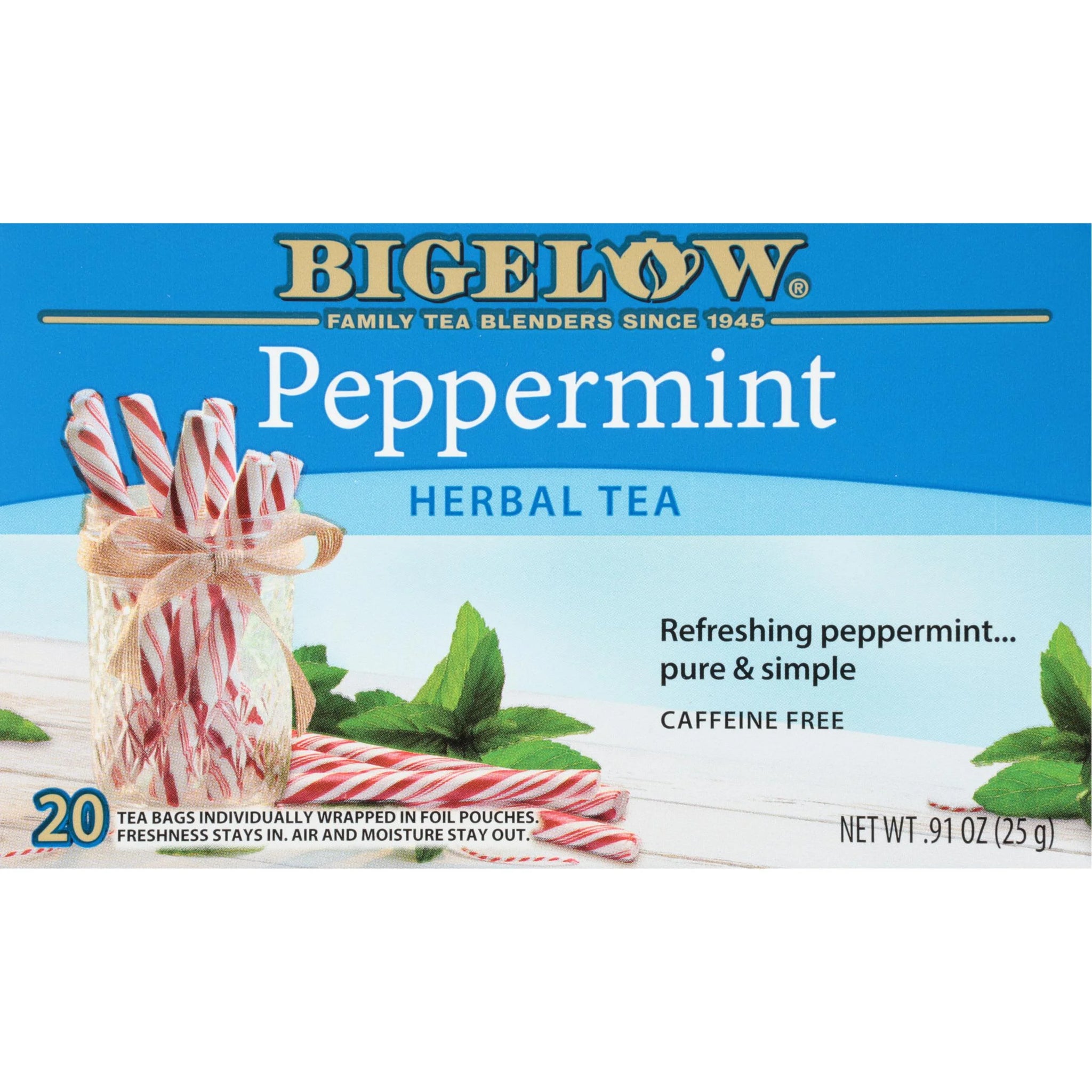 Bigelow Peppermint, Caffeine Free, Herbal Tea Bags, 20 Count