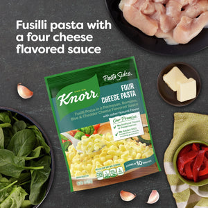 Knorr No Artificial Flavors Four Cheese Pasta Cooks in 10 Minutes, 4.1 Oz Regular Pouch