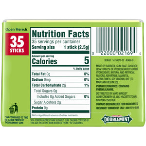 Wrigley'S Doublemint Mint Gum Sugar Free Chewing Gum - 35 Stick