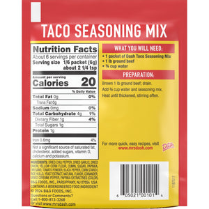 Dash Salt-Free Taco Seasoning Mix, Kosher, 1.25 Oz. Packet