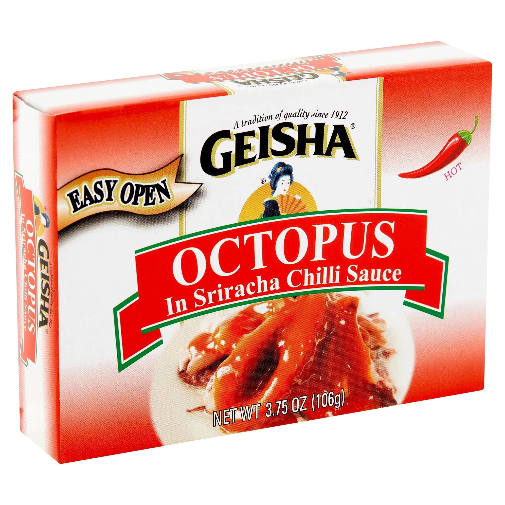 Geisha 3.75 Oz Octopus in Srirachara Chilli Sauce, 3.75 Oz (106G), Ready to Eat in an Easy Open Can
