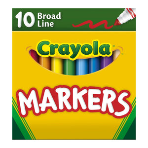 Crayola Broad Line Markers, 10 Ct Classic Colors, School Supplies for Teachers and Kids, Classroom Essentials, 3+
