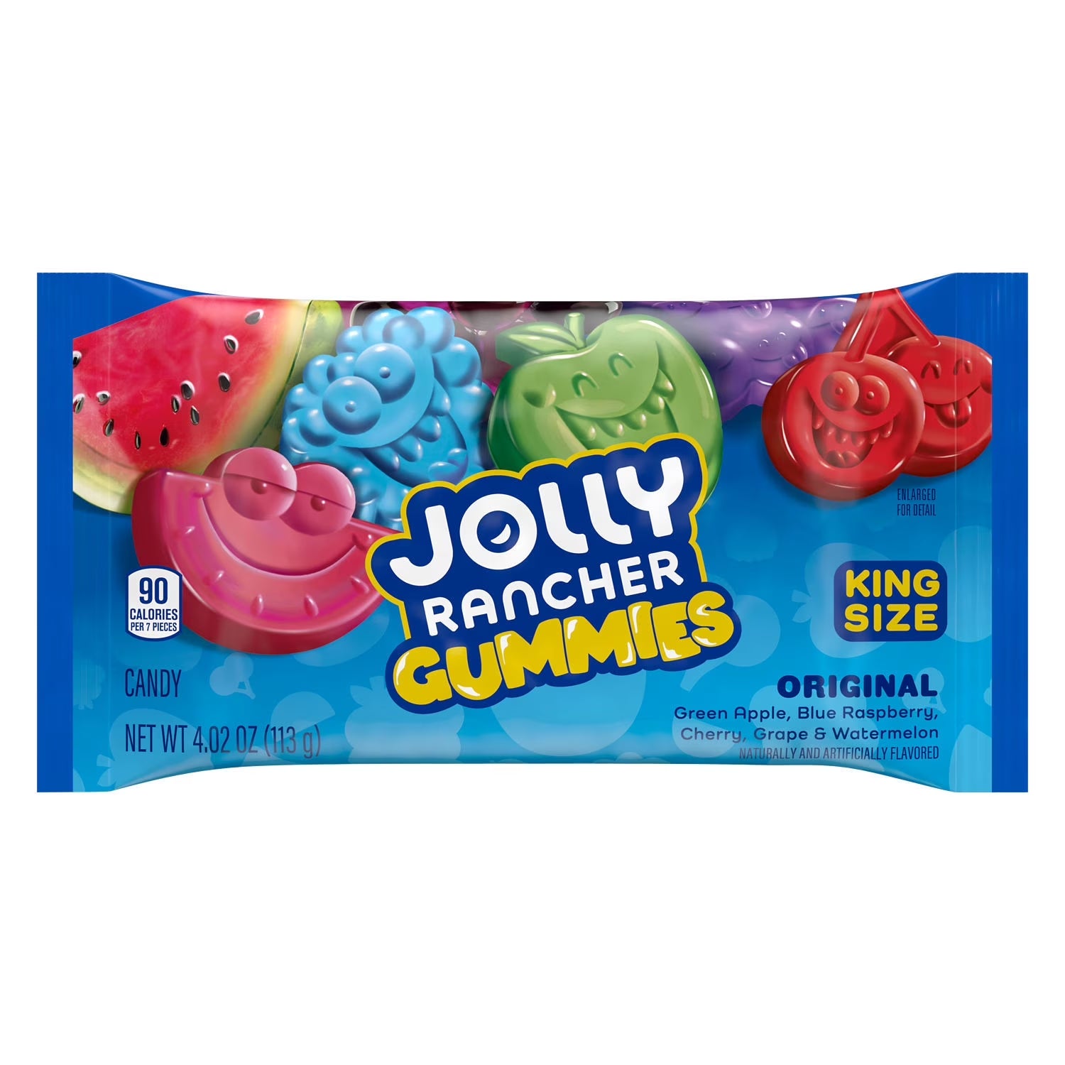 Jolly Rancher Gummies Assorted Fruit Flavored King Size Candy, Bag 4.02 Oz