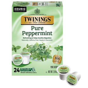 Twinings Pure Peppermint K-Cup® Pods for Keurig, Caffeine Free Herbal Tea, 24 Count