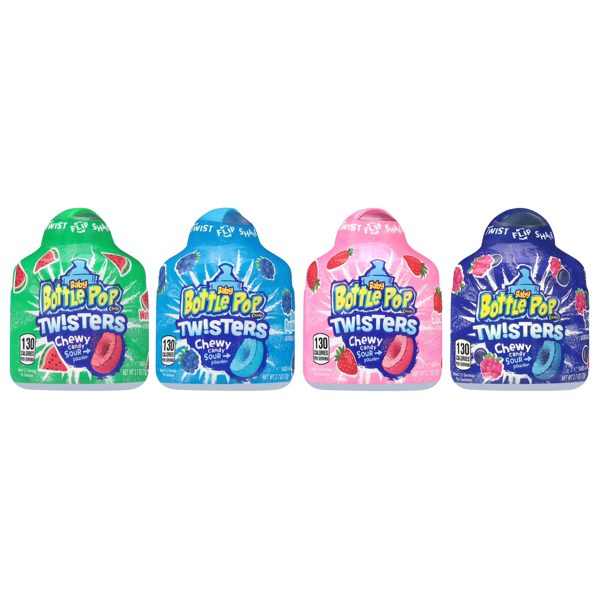 Baby Bottle Pop, Twisters, Assorted Fruity Flavors, Chewy Candy, 2.7 Oz, Bottle