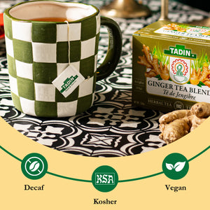 Tadin Ginger Tea, Herbal Tea, Caffeine-Free Tea, Herbal Teabags, 24 Count, Pack of 1