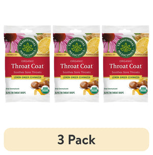 (3 Pack) Traditional Medicinals Organic Throat Coat - Lemon Ginger Echinacea 16 Ct