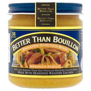 Better than Bouillon Reduced Sodium Roasted Chicken Base, Shelf-Stable, 8 Oz Jar