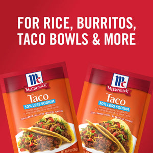 Mccormick 30% Less Sodium Taco Seasoning Mix, 1 Oz Envelope