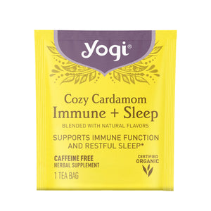 Yogi Tea Cozy Cardamom Immune plus Sleep, Herbal Tea Bags, 16 Count