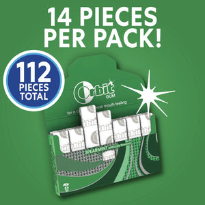 Orbit Spearmint Sugar Free Chewing Gum Bulk Pack- 14 Piece (Pack of 8 - 112 Total Pieces)