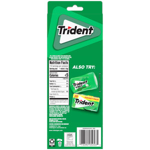 Trident Sugar Free Gum, Spearmint, Value Pack, 8 Packs of 14 Pieces (112 Regular Size Pieces)