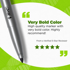 BIC Ecolutions Fine Permanent Markers, Recycled Plastic, Black, 36-Count Pack