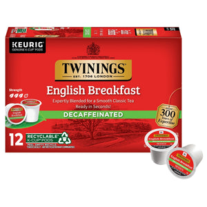 Twinings of London English Breakfast Black Tea Decaffeinated K-Cups for Keurig , 12 Ct.