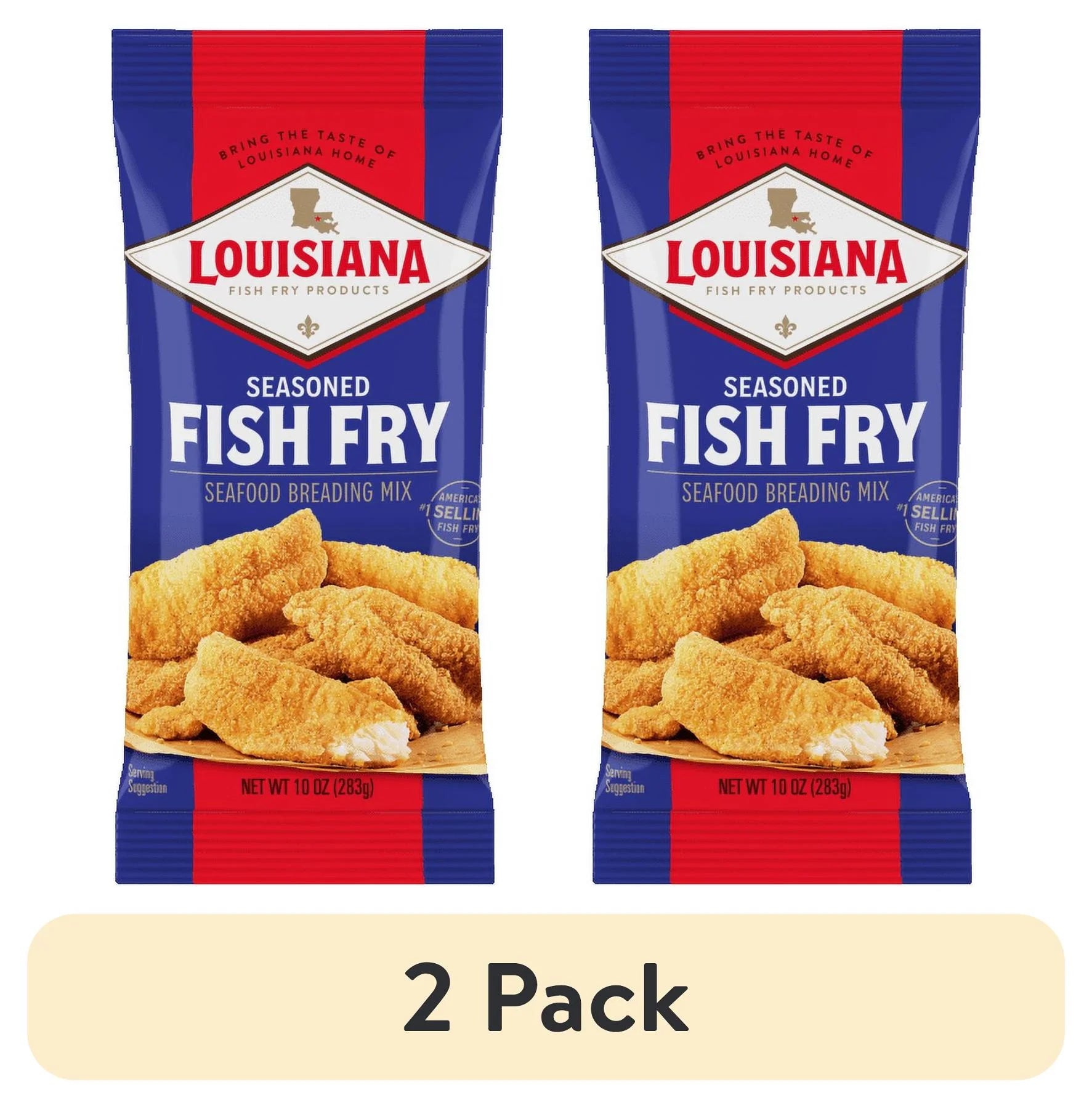(2 Pack) Louisiana Fish Fry Products Crispy Seasoned Fish Fry Seafood Breading Mix, 10 Oz Bag
