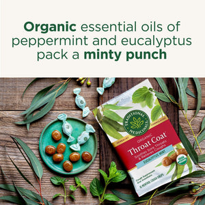 Traditional Medicinals - Organic Throat Coat Drops Eucalyptus Mint - 16 Lozenges