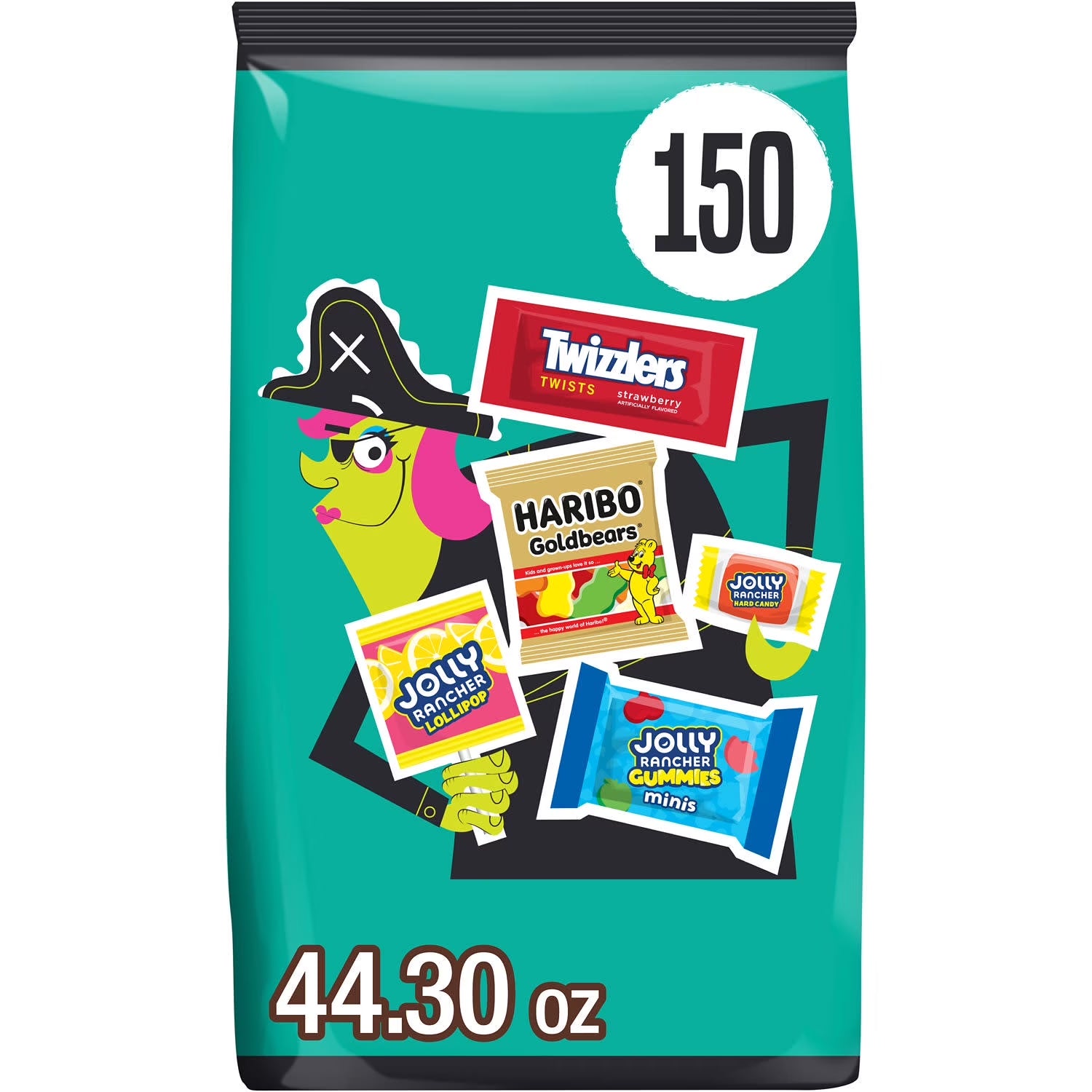 Haribo, Jolly Rancher and Twizzlers Assorted Fruit Flavored Halloween Candy, Bulk Bag 44.30 Oz, 150 Pieces