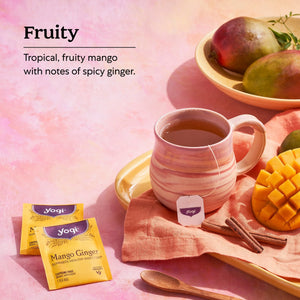 Yogi Tea Mango Ginger, Caffeine-Free Organic Herbal Tea Bags, 16 Count