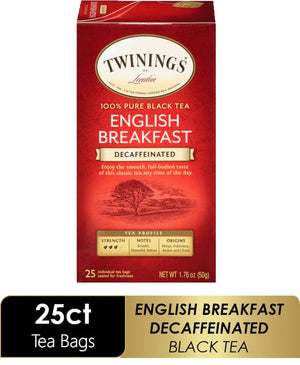 Twinings of London Decaffeinated English Breakfast Tea, 25 Ct, 1.76 Oz Box