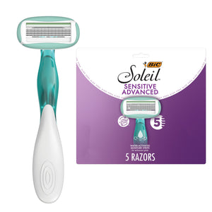 BIC Soleil Sensitive Advanced Women'S Disposable Razors with 5 Blades, 5 Count