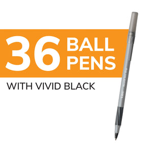 BIC round Stic Grip Xtra Life Ball Pen, Medium Point (1.2Mm), Black, 36-Count