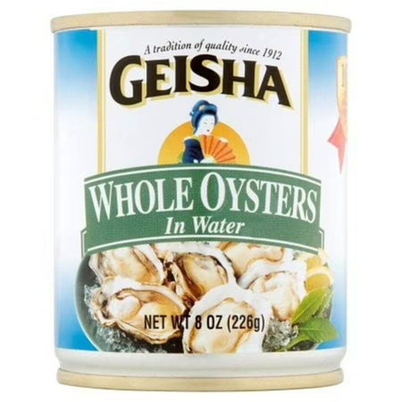 Geisha Whole Oysters in Water, 8 Oz (226G), Ready to Eat in a Can