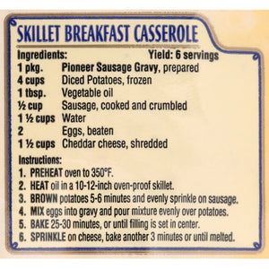 Pioneer Country Sausage Gravy Mix, 2.75 Oz - Makes 2 Cups - 8 Servings! Just Add Water!