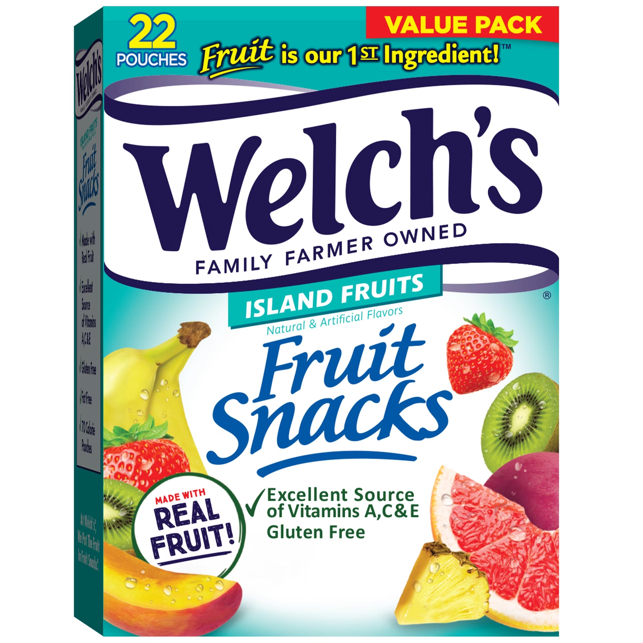 Welch'S 8 oz 22CT GF Island Fruit Snacks Gluten-Free Island Fruits Soft Fruit Snacks for Stocking Stuffers, .8 Oz, 22 Count