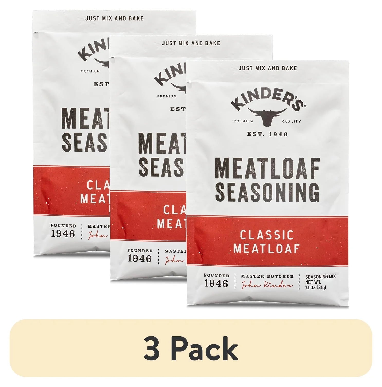 (3 Pack) Kinder'S Classic Meatloaf Seasoning Mix, 1 Oz Packet