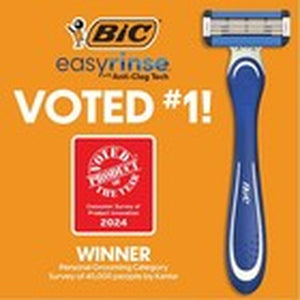 BIC Easyrinse Anti-Clogging Men'S Disposable Razors with 4 Blades, 6 Count