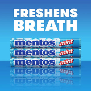 (2 Pack) Mentos Chewy Breath Mints Candy Roll, Peppermint, Peanut Free, Regular Size, 1.32 Oz, 6 Count