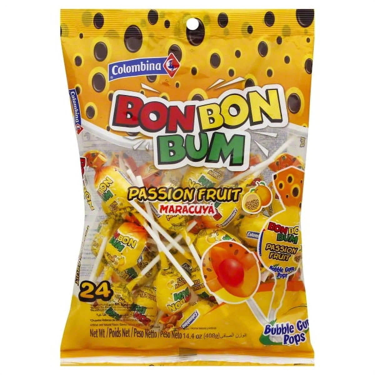 Bon Bon Bum – Fruity Lollipop with Bubble Gum Center – Perfect for Parties and Sharing