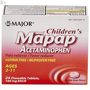 Major Children'S Mapap Bubblegum Chewable Tabs 160 Mg 24 Tabs (Pack of 2)