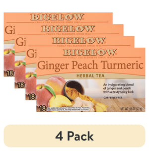 () Bigelow Ginger Peach Tumeric, Caffeine Free, Herbal Tea Bags, 18 Count