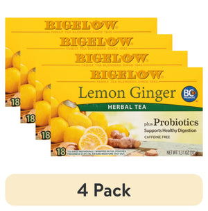() Bigelow Lemon Ginger plus Probiotics, Caffeine Free, Herbal Tea Bags, 18 Count