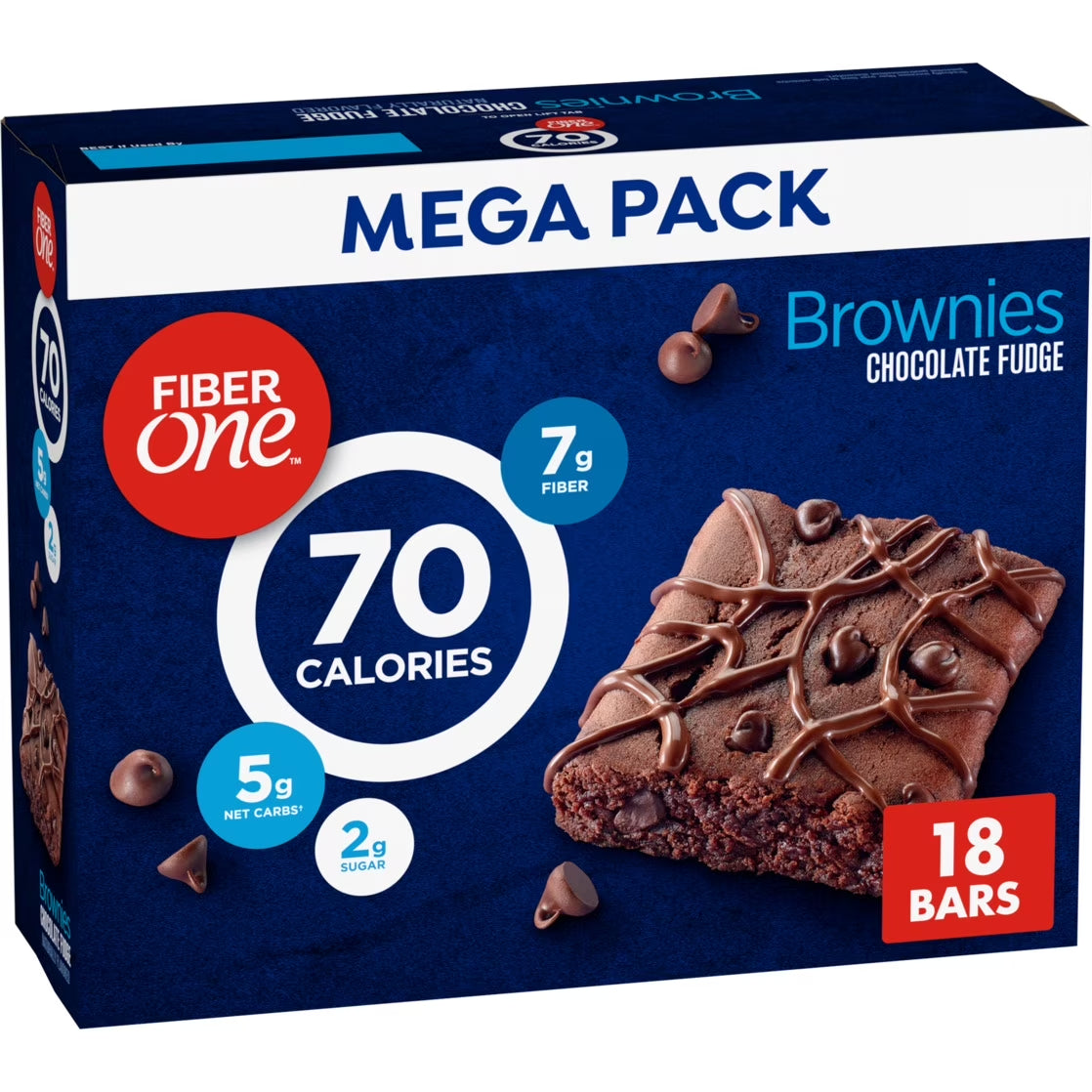 Fiber One 18 Ct, 16 Oz Brownies, Chocolate Fudge 70 Calorie Brownies, Chocolate Fudge Snack Bars, Mega Pack, 18 Ct, 16 Oz