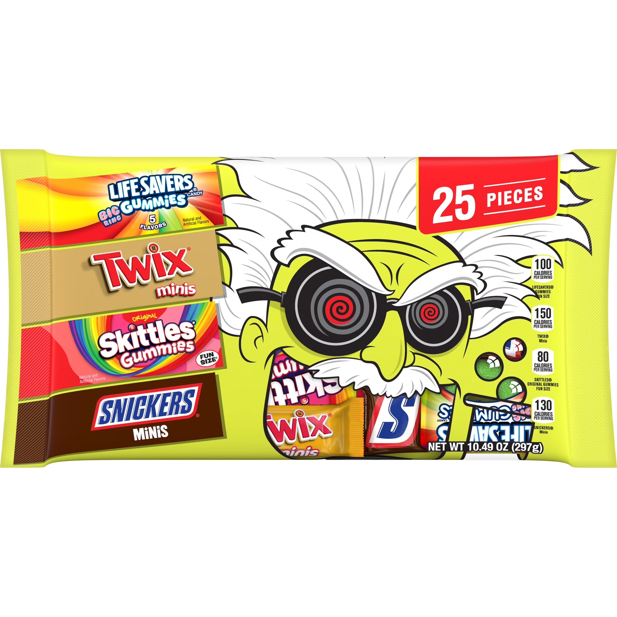 Mars Mixed Snickers, Skittles, Twix & Life Savers Gummies Halloween Candy, 25 Count Bulk Bag