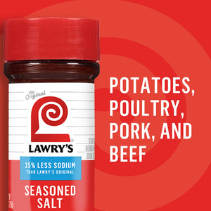 Lawry'S Kosher 25% Less Sodium Seasoned Salt, 8 Oz Bottle