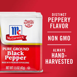 Mccormick Non-Gmo Kosher Pure Ground Black Pepper, 1.5 Oz Can