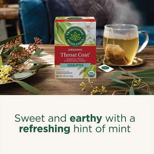 Traditional Medicinals Tea, Organic Throat Coat Eucalyptus, Tea Bags, 16 Count