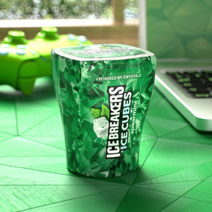 Ice Breakers Ice Cubes Spearmint Flavored Sugar Free Chewing Gum, Bottle 3.24 Oz, 40 Pieces