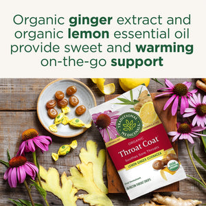 Traditional Medicinals Organic Throat Coat - Lemon Ginger Echinacea 16 Ct