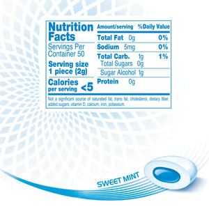 Mentos Gum Sugar-Free  Sweet Mint Chewing Gum, 50 Regular Size Pieces, Bottle