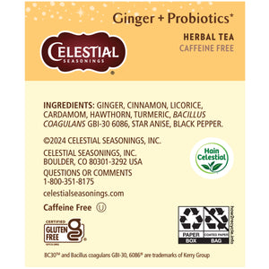 () Celestial Seasonings Ginger Probiotics Caffeine-Free Herbal Tea Bags (16 Count)