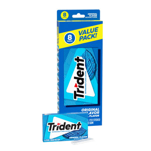 Trident Sugar Free Gum, Original, Value Pack, 8 Packs of 14 Pieces (112 Regular Size Pieces)