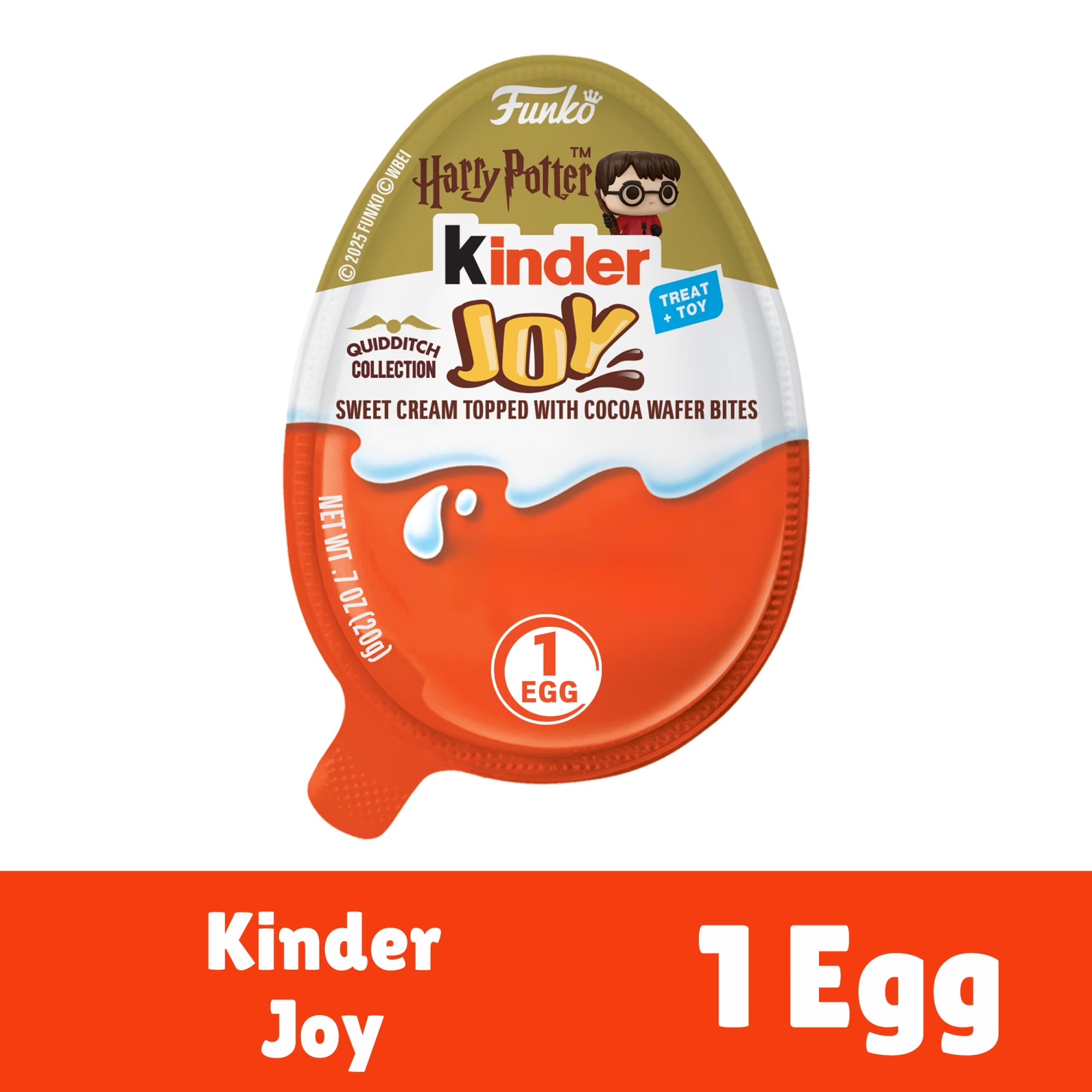 Kinder Joy Egg, Sweet Cream and Chocolatey Wafers Bits, Harry Potter Quidditch Funko Pop Collection 0.7 Oz (Toys May Vary)